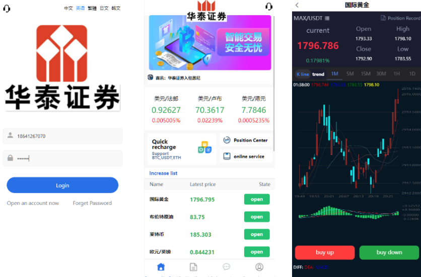 二开华泰证券/UI多语言微盘系统/微盘外汇投资系统/交易所股票系统