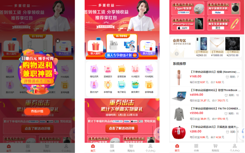 拼团抢购 拼团返利商城 正版返利商城 veu前端 自带支付接口