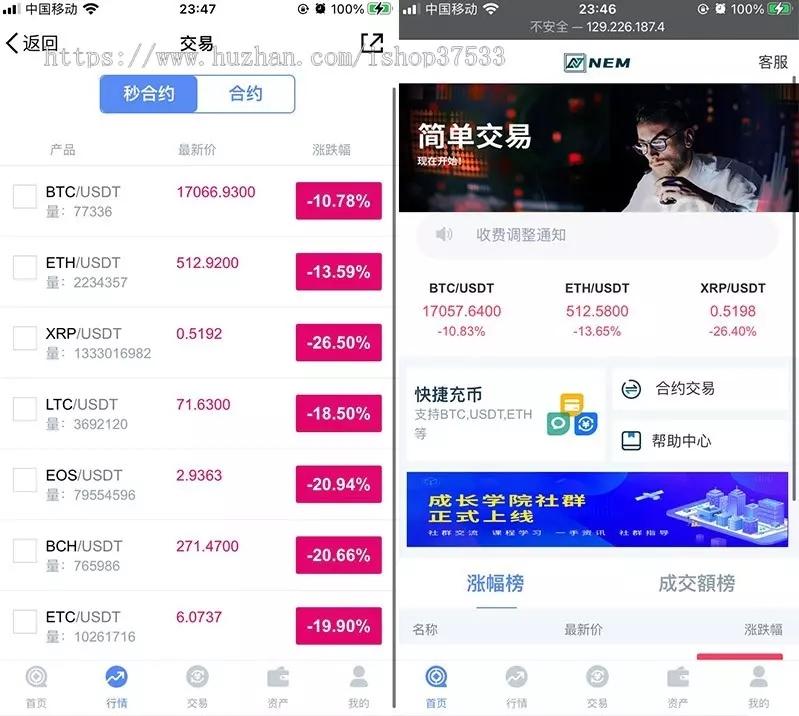 某站6000元的区块链交易所源码带合约/虚拟币区块链 完整无缺整站打包,行情正常